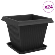 Fioriere | Cassetta per fiori | Vasi per Piante 24 pz Nero 38 x 38 x 30 cm Plastica