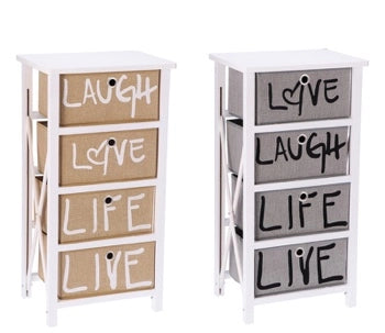 Mobile Cassettiera in Legno MDF 4 Cassetti  40 x 29 x 77 cm 2 Colori