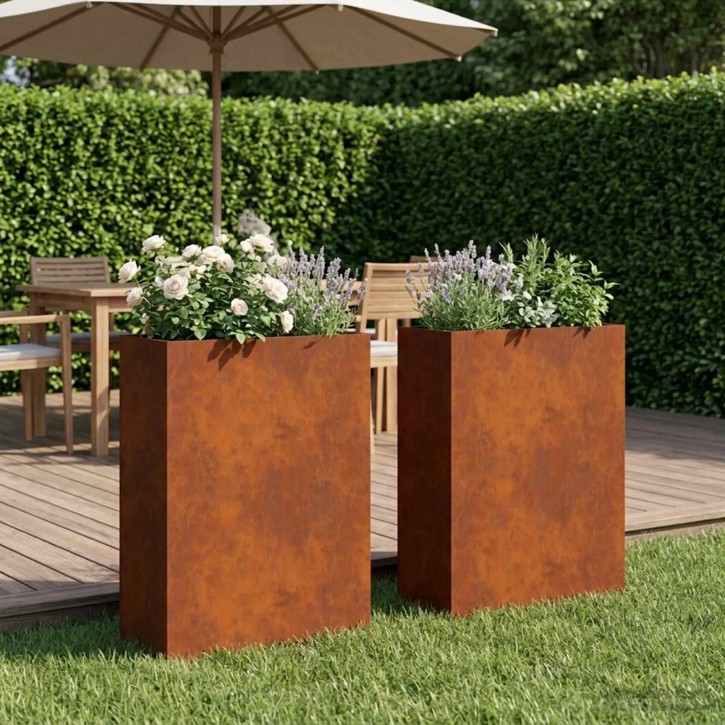 Vaso da giardino 2 pz Ruggine 40 x 20 x 75 cm Acciaio Corten 8005441