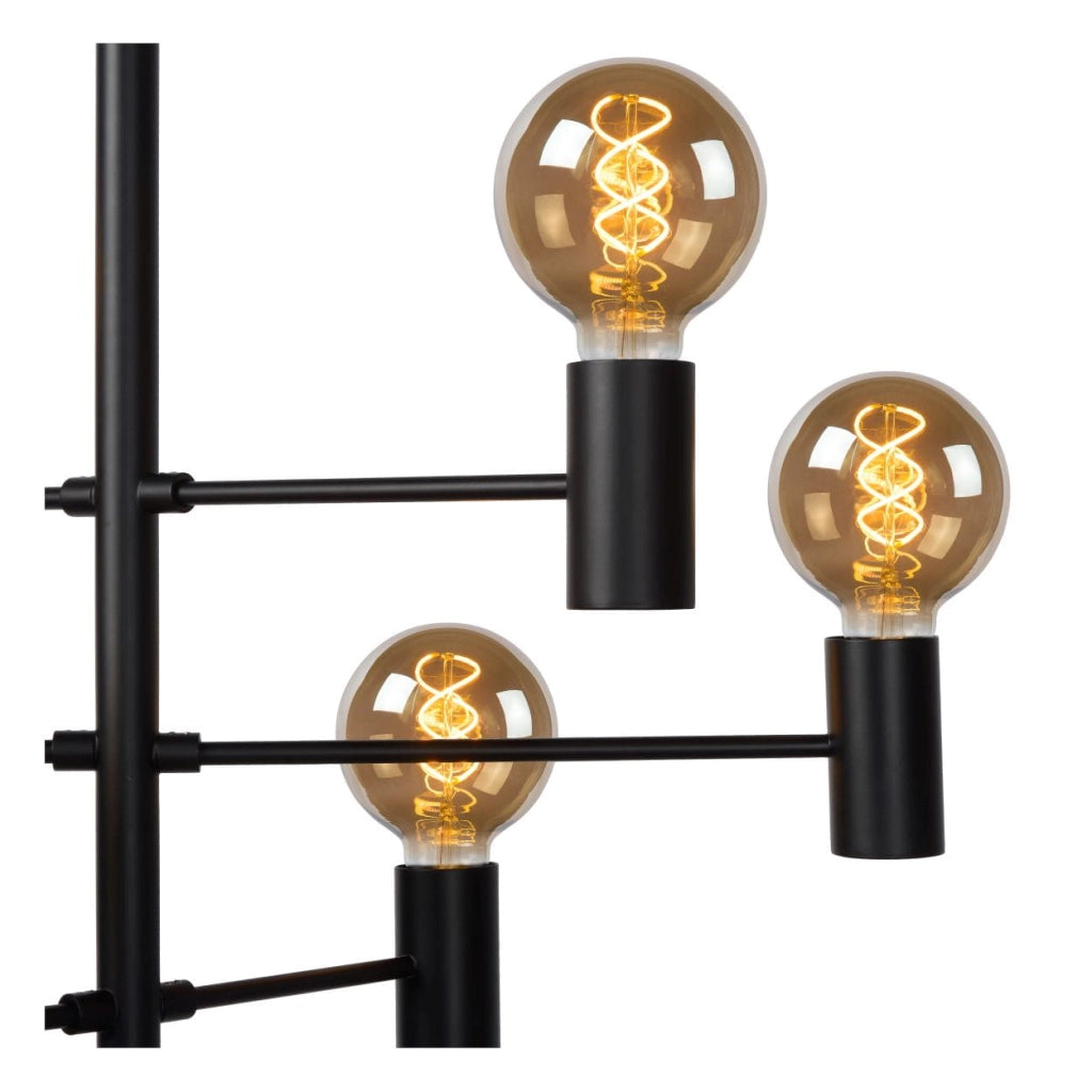 Lampadario Lucide Leanne nero in metallo 10xE27 dimmerabile