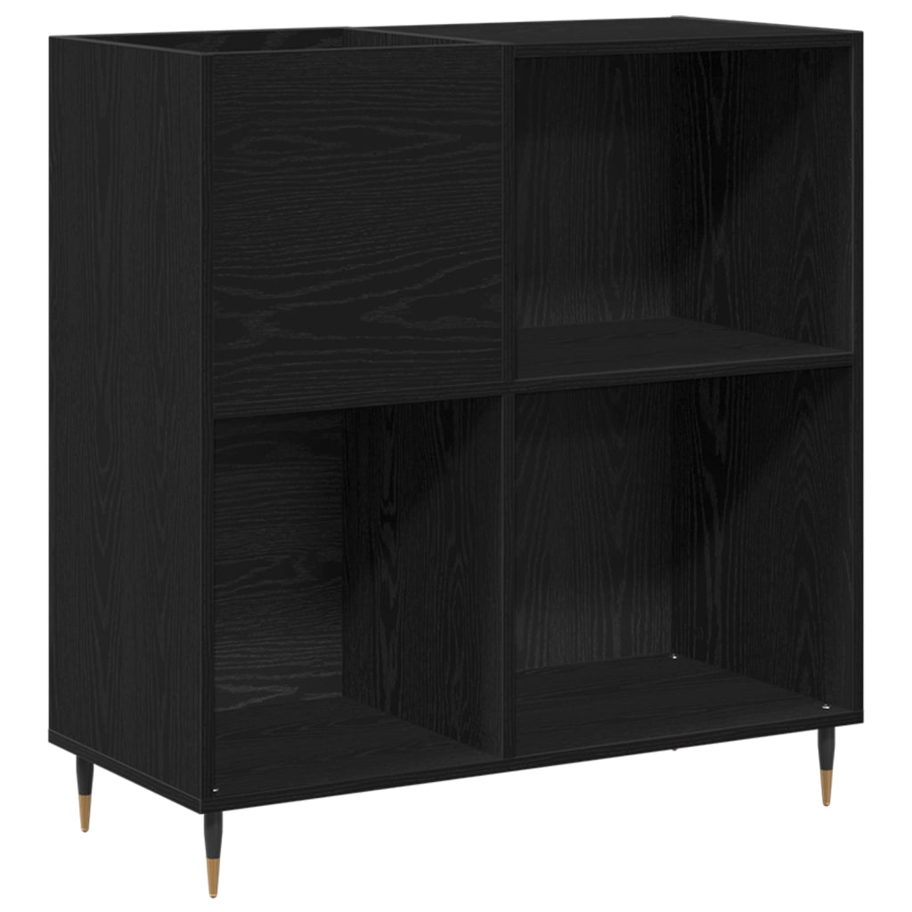 Armadietto per Dischi Nero Rovere 84,5x38x89 cm Legno Ingegnerizzato