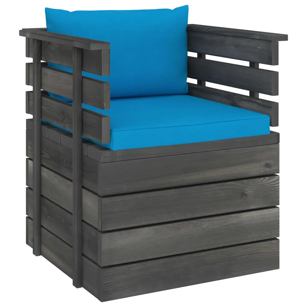 Poltrona da Giardino con Cuscini in Legno di Pino cod mxl 78669