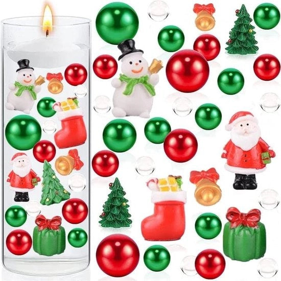 Decorazione di Natale - Decorazioni per tavolo - Bocchettoni di vetro - Perfetti per tavolate festive - Rosso-Verde - Perle di gel di acqua - Adatti per matrimoni - 6042 pezzi
