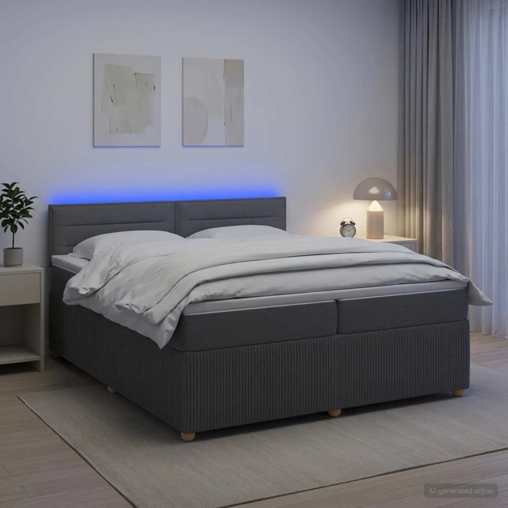 Letto box spring con materasso Grigio Scuro 200 x 200 cm 3453003