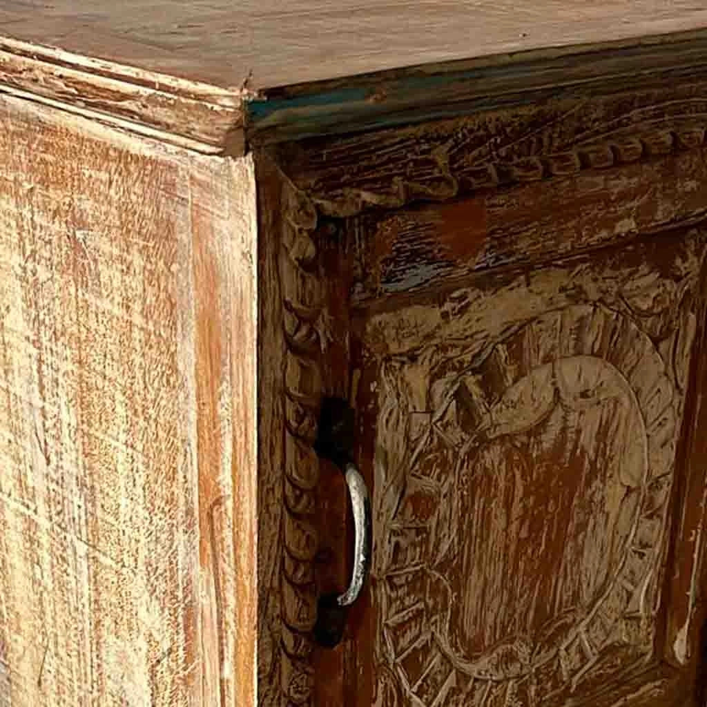 Tavolo in legno finitura artigianale marrone 52x30x57h cm