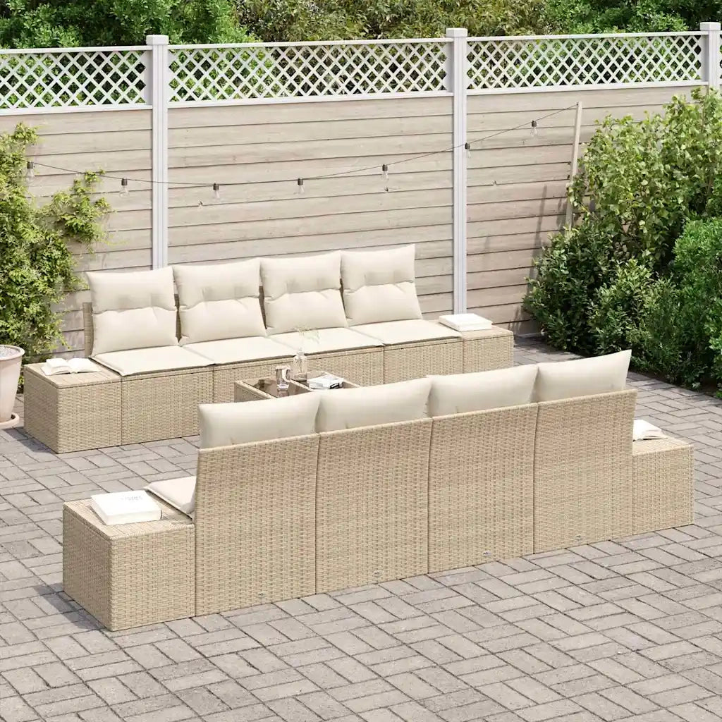 Set Divano da Giardino 7 pcs Beige e Crema polyrattan 3346991