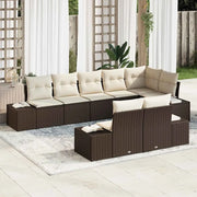 Set Divano da Giardino 8 pcs Marrone e Crema Poly Rattan 3355777