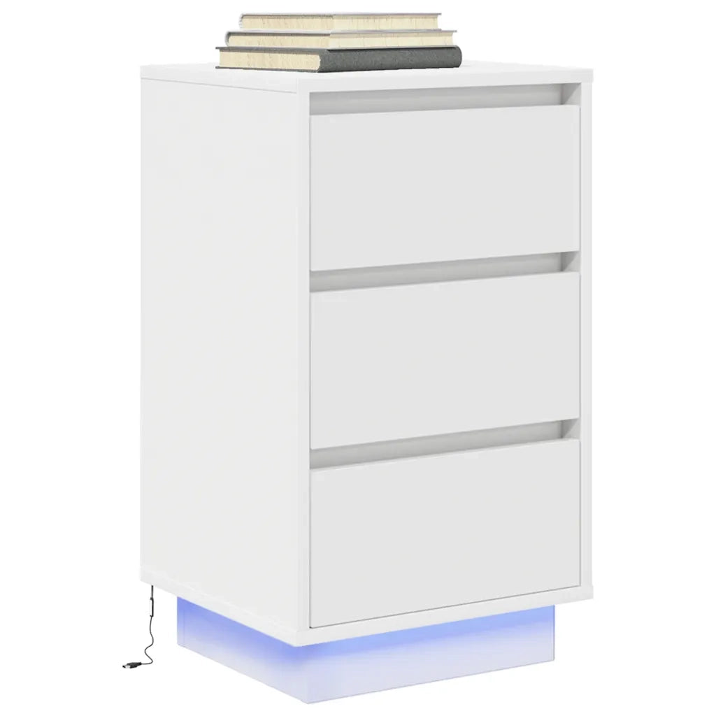 vidaXL Comodini con Luci LED Bianco 38x34x65 cm