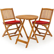 Set da bistrot pieghevole 60 x 60 x 74,5 cm 2 comode sedie ergonomiche in legno di acacia rosso naturale 20_0011948