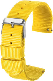 Cinturino orologio in nylon 20 mm largo con chiusura in argento d'oro duraturo giallo