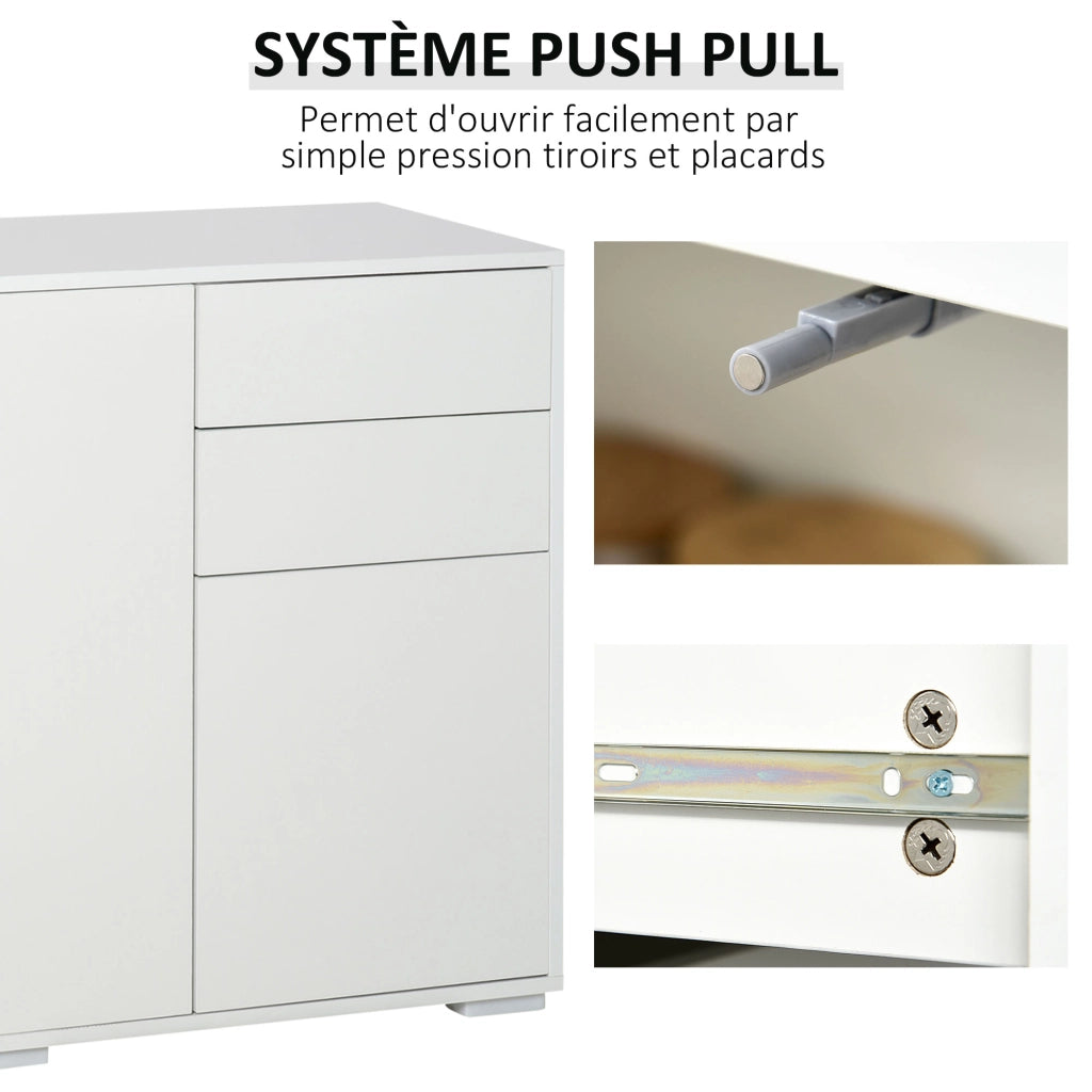 Armadio buffet con cassetti scorrevoli e ante ¨C Minimal ¨C bianco 117x36x74 cm