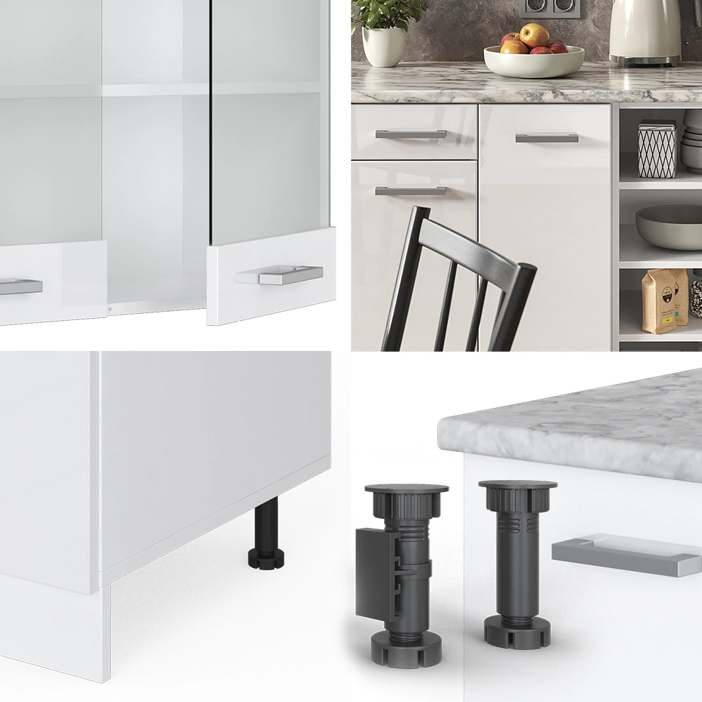 Cucina componibile R-Line Bianco lucido/Bianco 240 cm senza piano di lavoro Vicco