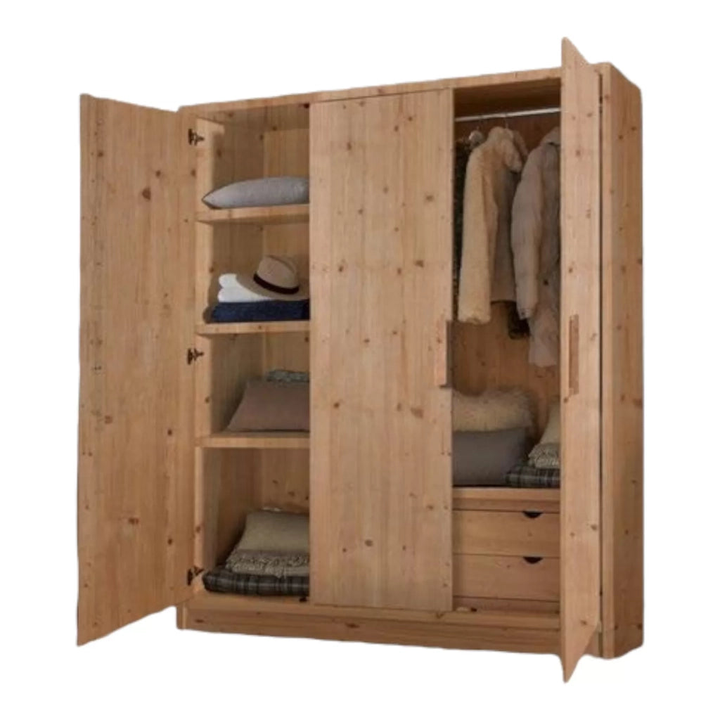 Armadio cortina 3 ante in legno massello di abete 180x55x220 - Mobili 2G