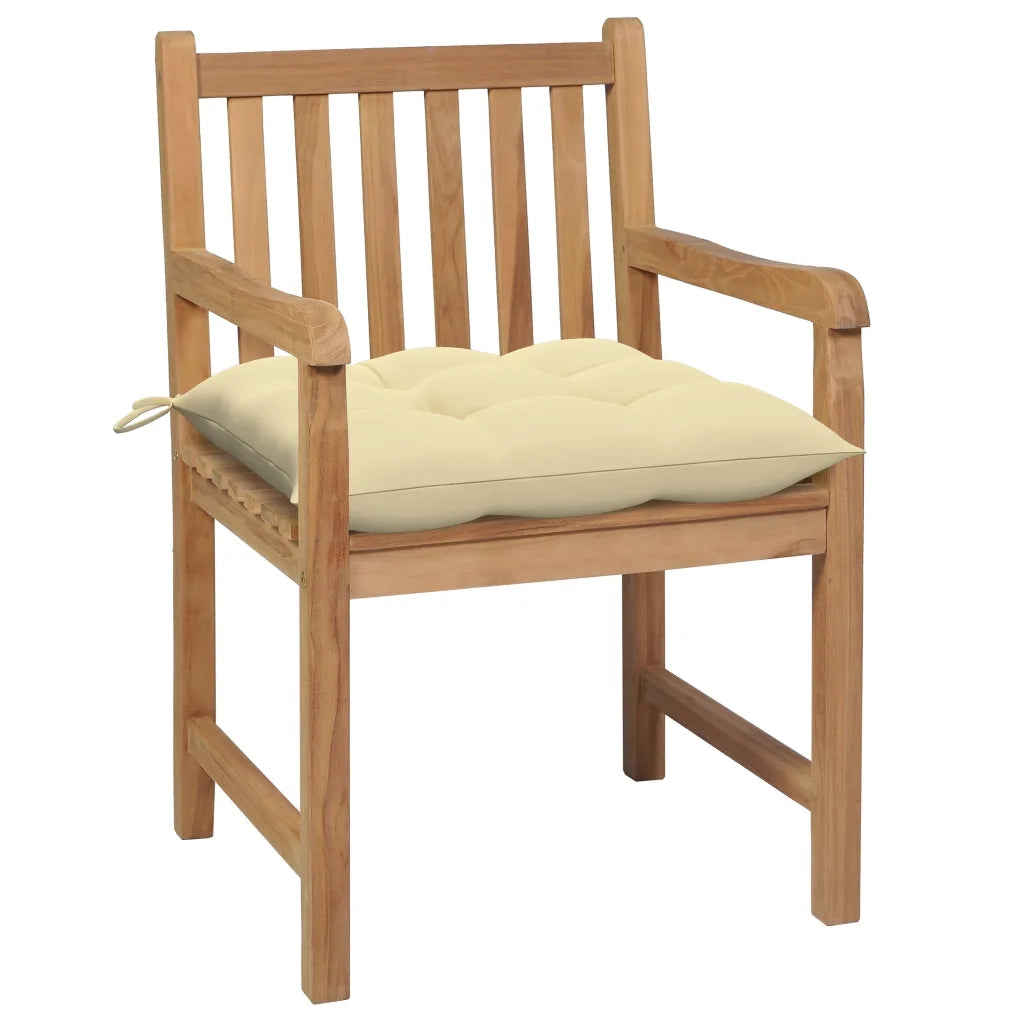 Sedie da Giardino 2 pz con Cuscini Bianco Crema Legno di Teak cod mxl 13408