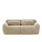 Divano 2 Posti Modulare senza Struttura con Cuscini; Base Antiscivolo; in Peluche; Cachi Chiaro
