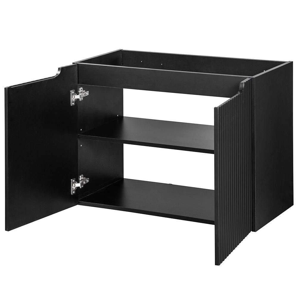 Armadio Pensile Sottolavabo NEWPORT con Lavandino 80x57x39 cm Nero [en.casa]