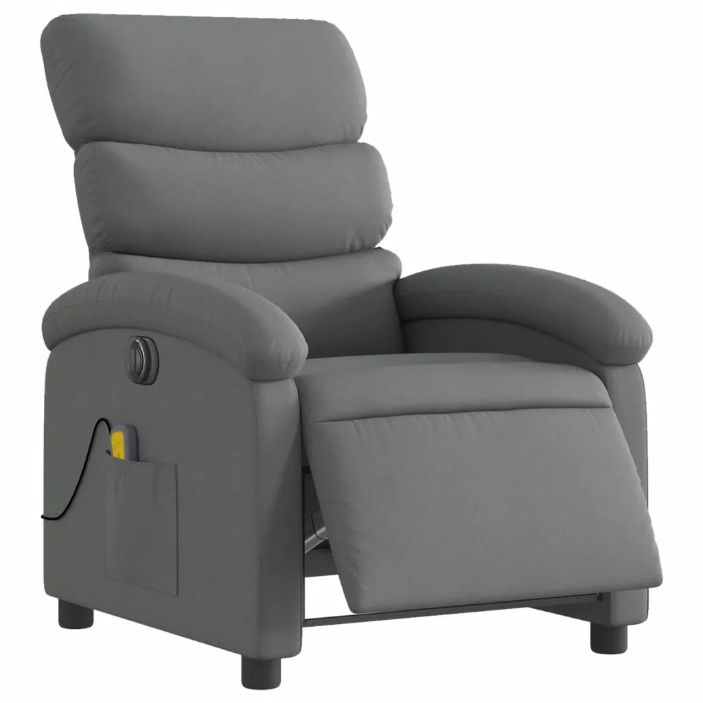 Divano Sedia-Poltrona Reclinabile Massaggio Elettrica Grigio Scuro Tessuto 986729