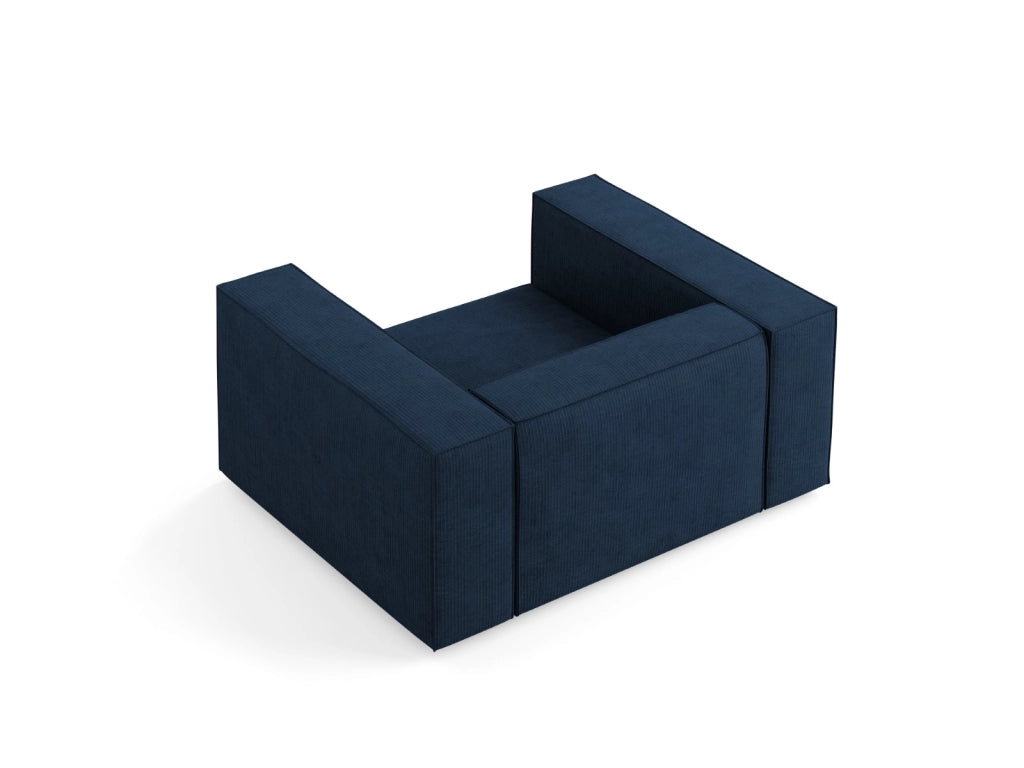 Cosmopolitan Design - Poltrona "Arendal" in ciniglia con effetto a coste blu reale 