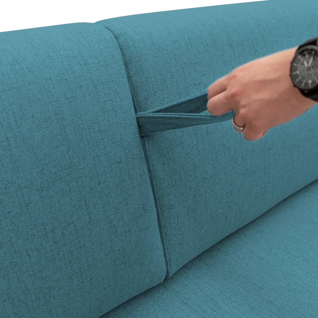 Duna Divano letto matrimoniale con materasso 20 cm in tessuto impermeabile T03 215 cm (mat. 160x197) azzurro