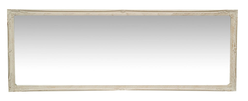 Biscottini Specchio Specchiera da parete e appendere verticale/orizzontale L50xPR4xH140 cm finitura bianco anticato