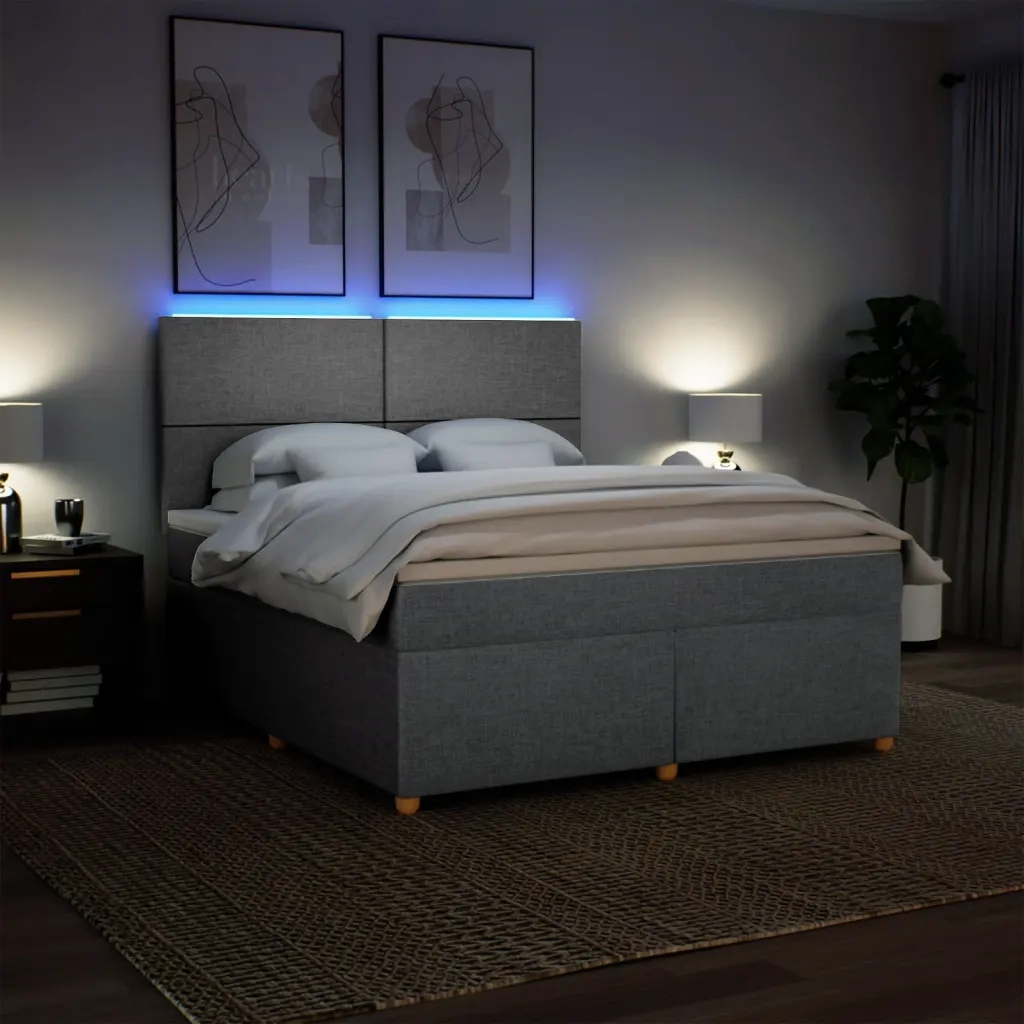 vidaXL Giroletto a Molle con Materasso Grigio Chiaro180x200 cm Tessuto
