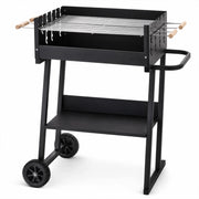 Barbecue A Carbonella Con Telaio In Acciaio Termoresistente Griglia Regolabile Ripiano Inferiore E Design Funzionale Per Outdoor Cooking 87 x 52 x 90 Cm Nero