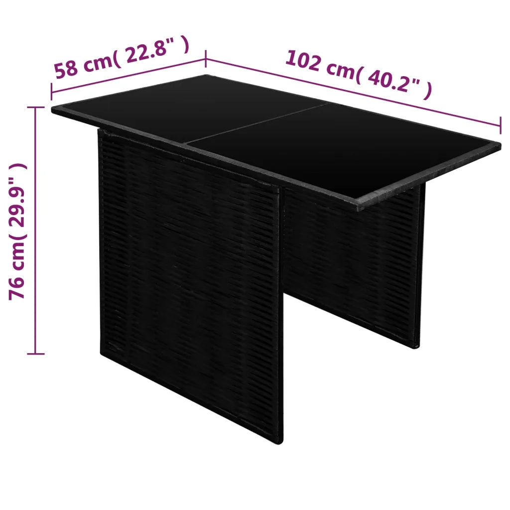 Set da Bistrot 3 pz con Cuscini in Polyrattan Nero 42484
