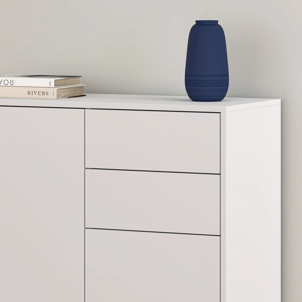 Comò Paarl con 2 Ante e 2 Cassetti 74x79x36 cm - Bianco Opaco [en.casa]