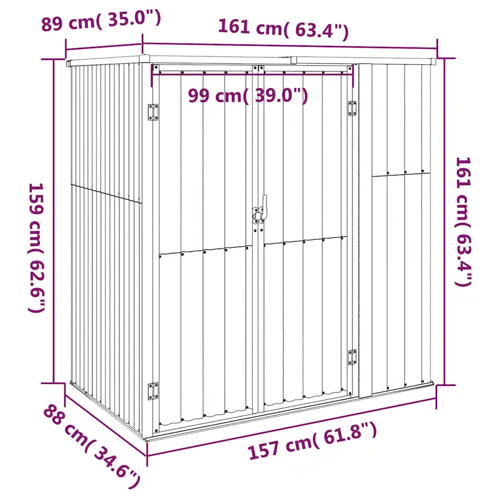 Capanno per Attrezzi Grigio 161x89x161 cm in Acciaio Zincato 316210