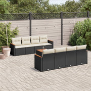 Set Divani da Giardino 9 pz con Cuscini Nero in Polyrattan