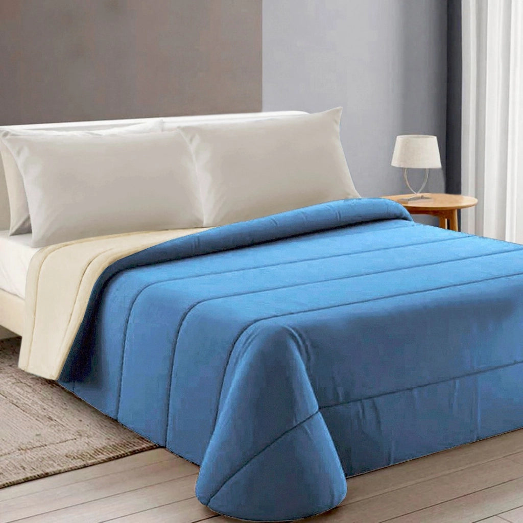 Trapunta Piumone Invernale DoubleFace 250gr Coperta Calda Letto Matrimoniale Made In Italy Azzurro