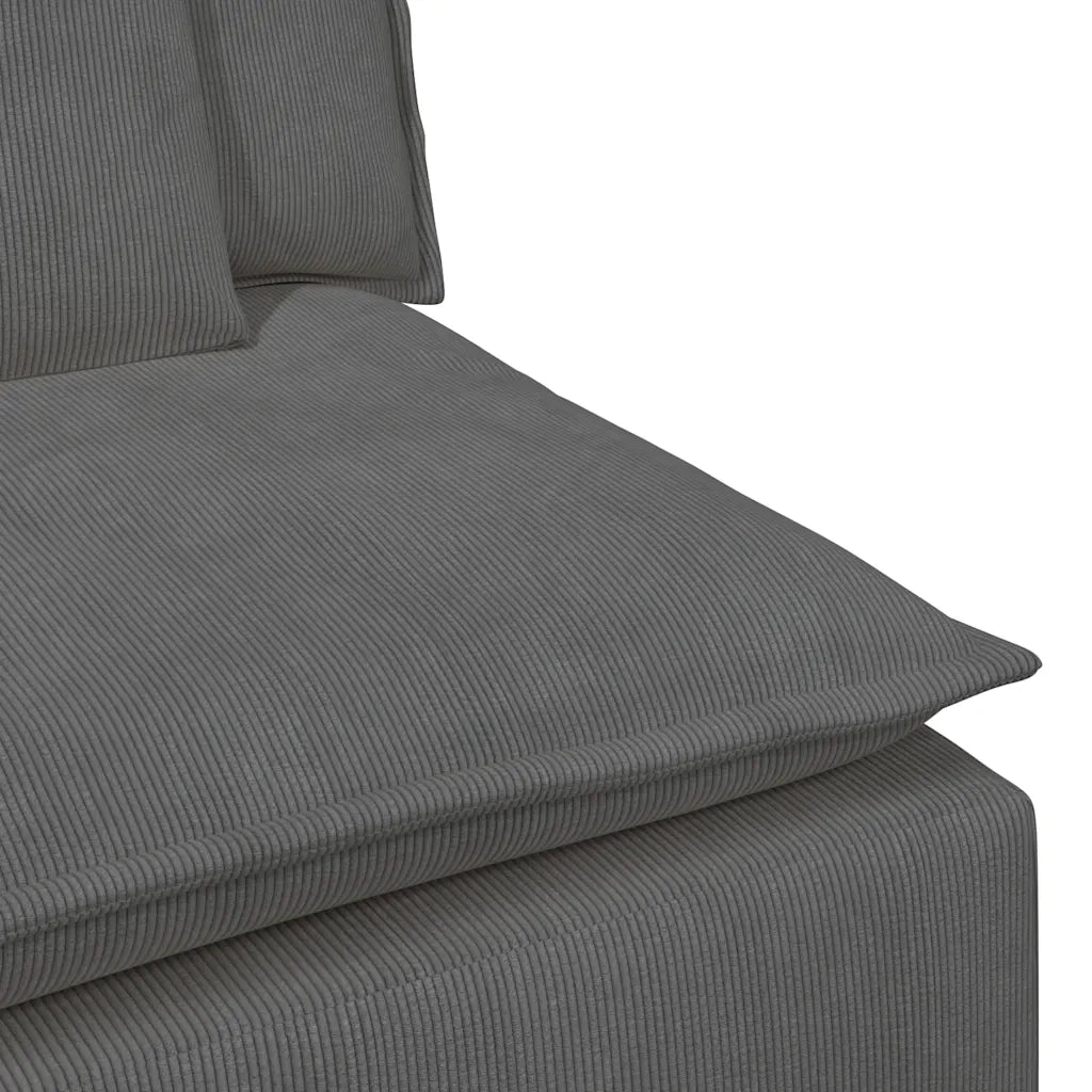 Divano Modulare con Poggiapiedi e Cuscini Grigio Scuro 3321078