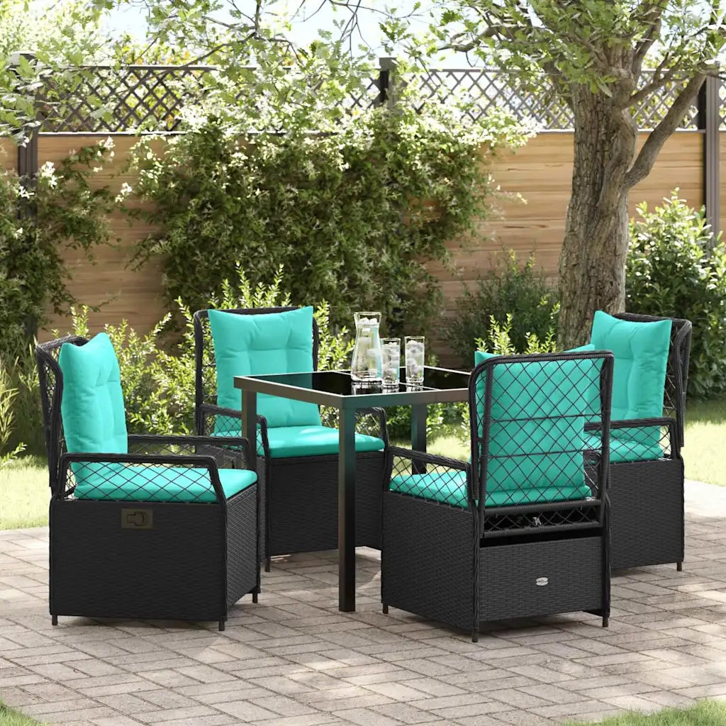 Set da Pranzo per Giardino 5 pcs Nero polyrattan 3381059