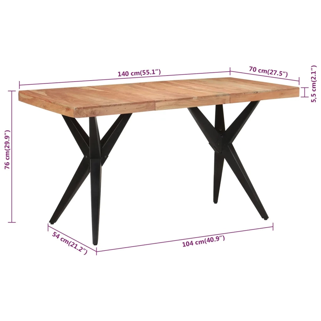 Tavolo da Pranzo | Tavolo da cucina Nero 140x70x76 cm in Legno Massello di Acacia