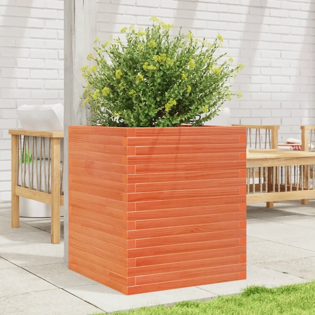 Fioriera Giardino-Vaso da Esterno-Contenitore per Piante Marrone Cera 60x60x68,5cm Legno Massello Pino