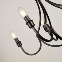 Lampadario Industrial-Nordico Loggia Acciaio Nero 5 Luci E14