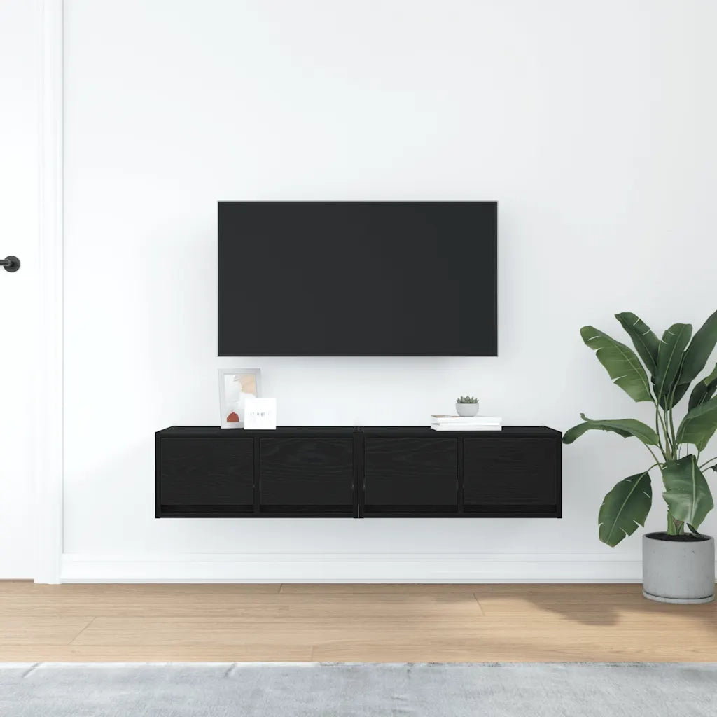 Mobili TV 2 pz Rovere Nero 60x31x25,5 cm in Legno Multistrato 861493