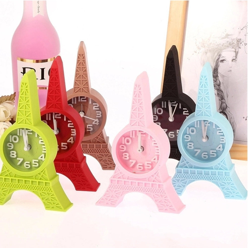 Trade Shop - Sveglia Da Tavolo A Forma Di Torre Eiffel Parigi Analogica Allarme Colorata -