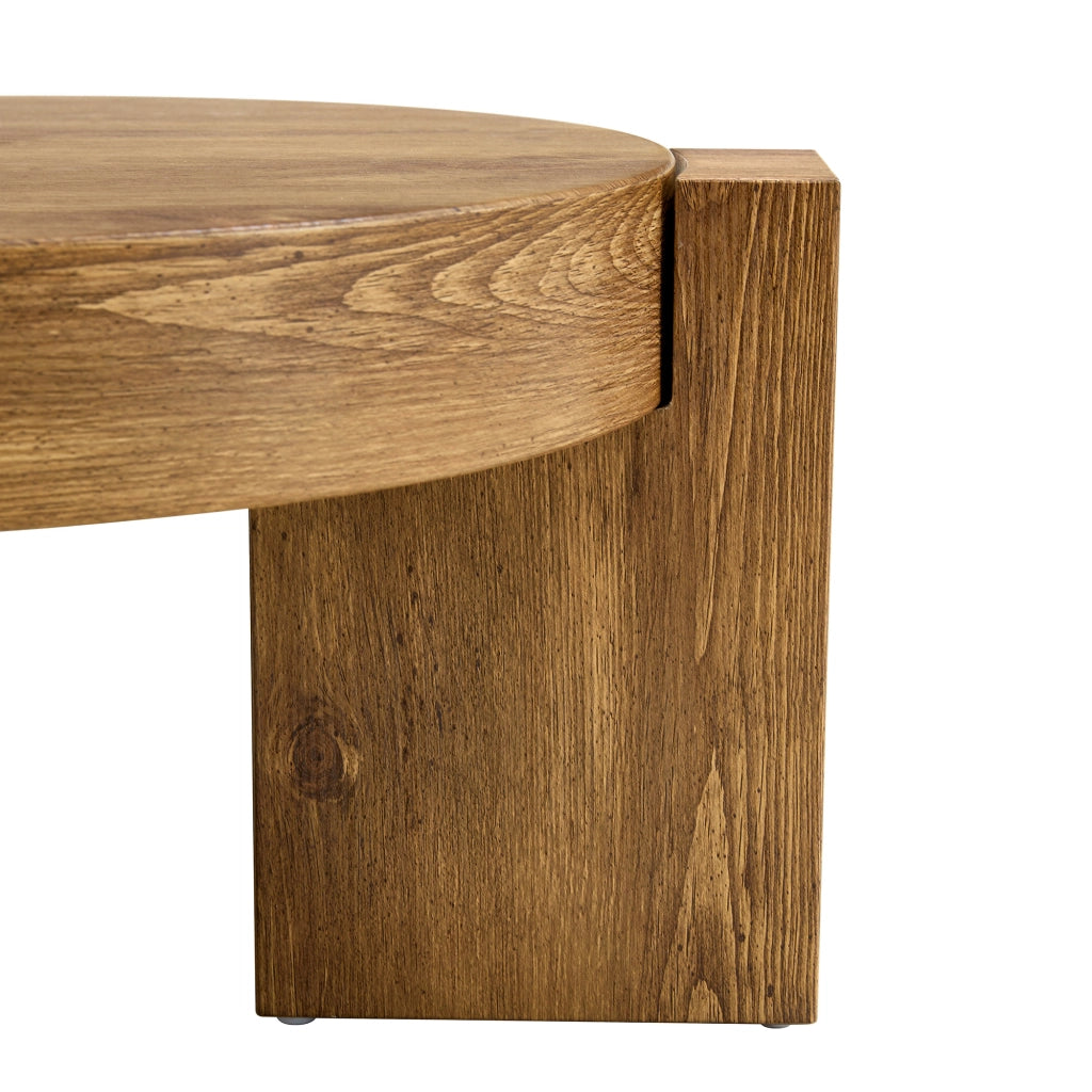 TAVOLINO Set da 2 pezzi rotondo a due livelli 61 cm MDF effetto legno e vetro marrone