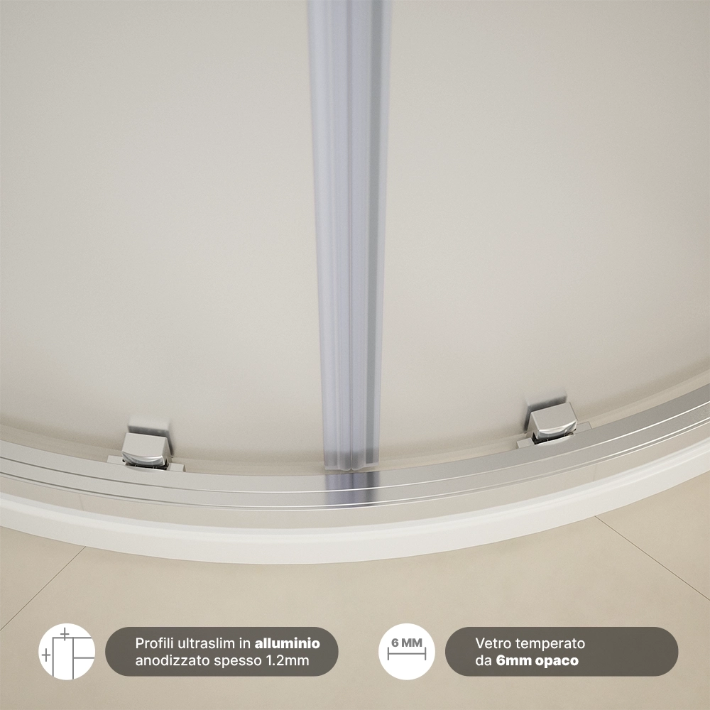Box doccia semicircolare 80x80cm vetro 6mm opaco  | Aruba