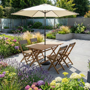 Ombrellone tondo da giardino Rayo (Ø300 cm), acciaio e poliestere, palo diam. 38 mm, apertura antivento con manovella, senza base, colore ecrù