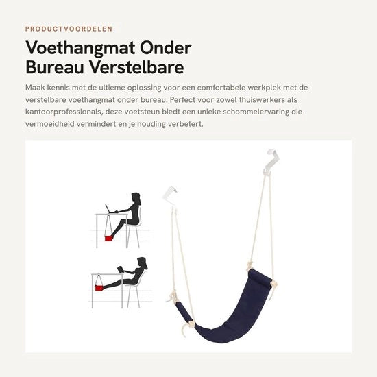 Sostegno per Piedi Regolabile - Tappetino per Piedi Sotto Scrivania - Respirante - Portatile - Comfortevole e Salutare