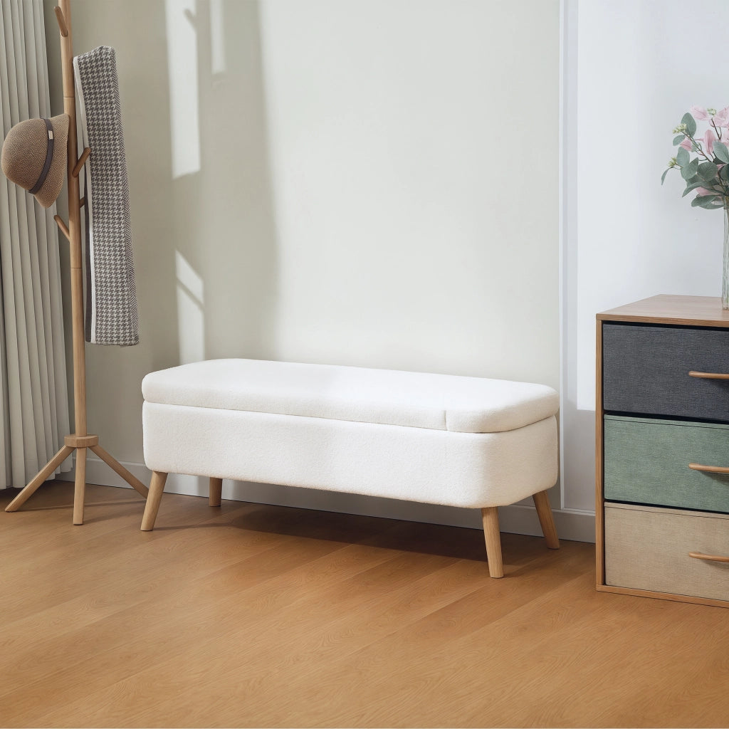 Divano contenitore con cassetti ¨C zephmum ¨C crema 120x42x45 cm