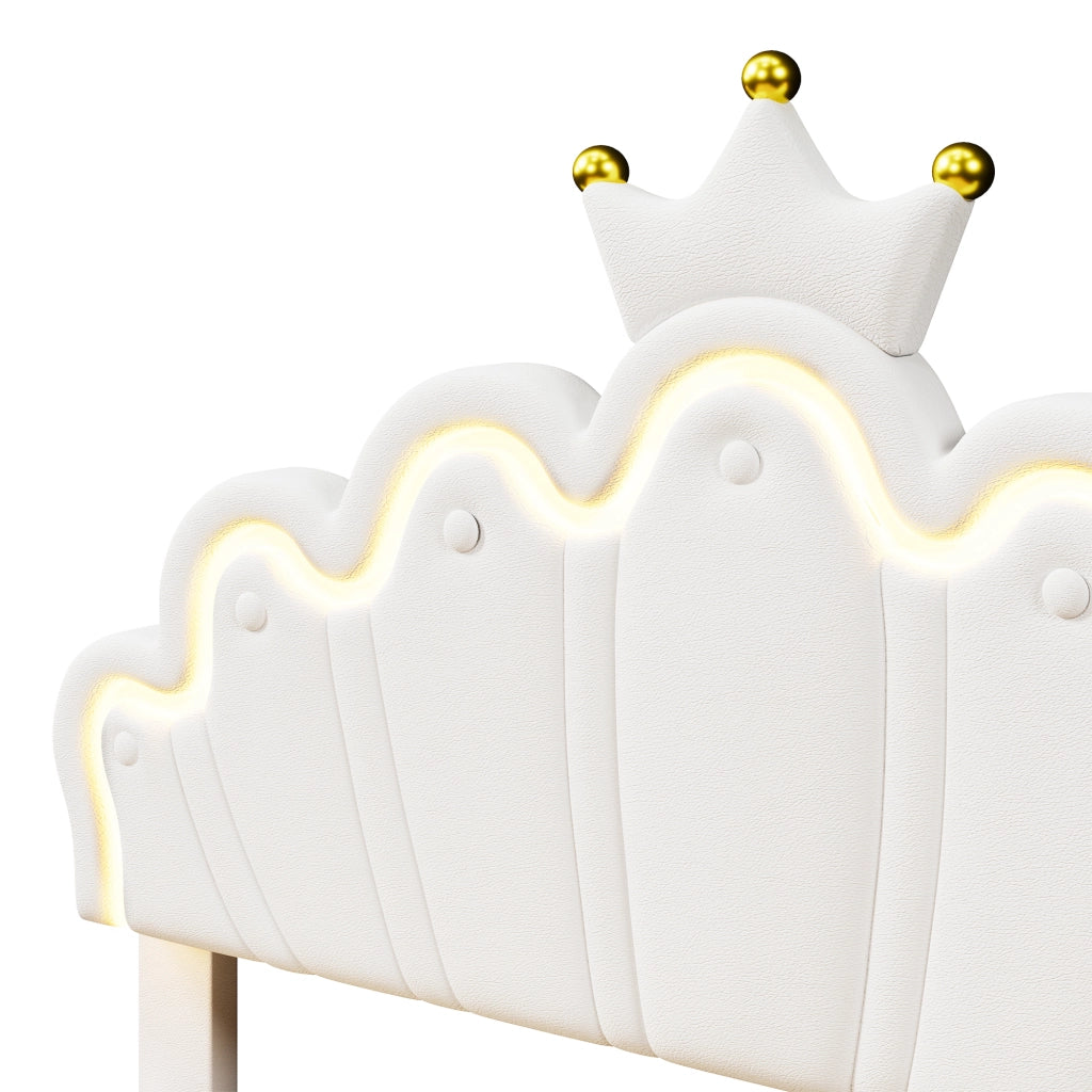 OKWISH Letto Con Cassetti 140×200 cm, Letto Matrimoniale con LED Regolabile, 2 Cassetti e Testiera Regolabile, senza Materasso, PU, Bianco