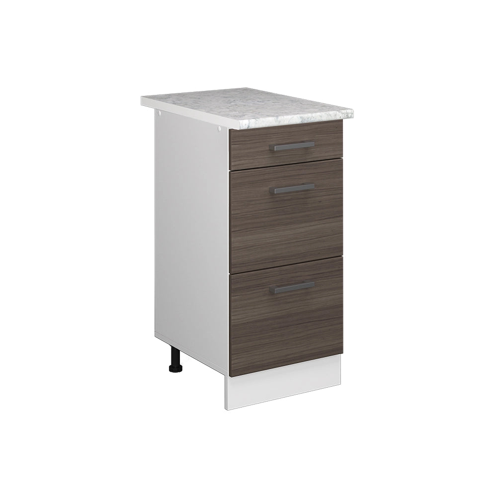 Mobiletto base per cucina R-Line Grigio nobile/Bianco 40 cm con cassetti PL Marmo Vicco