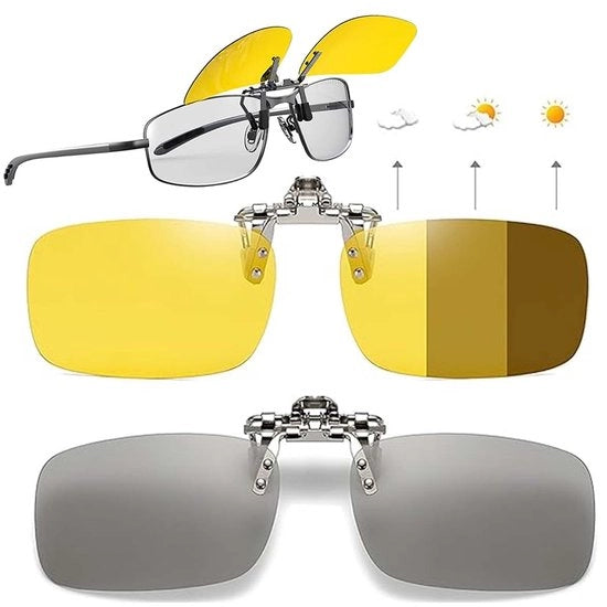 Clip per occhiali da sole polarizzati - 2 pezzi - Protezione UV - Clip-on - Senza cerchietto - Materiale TR90 - Occhiali da sole clip-on
