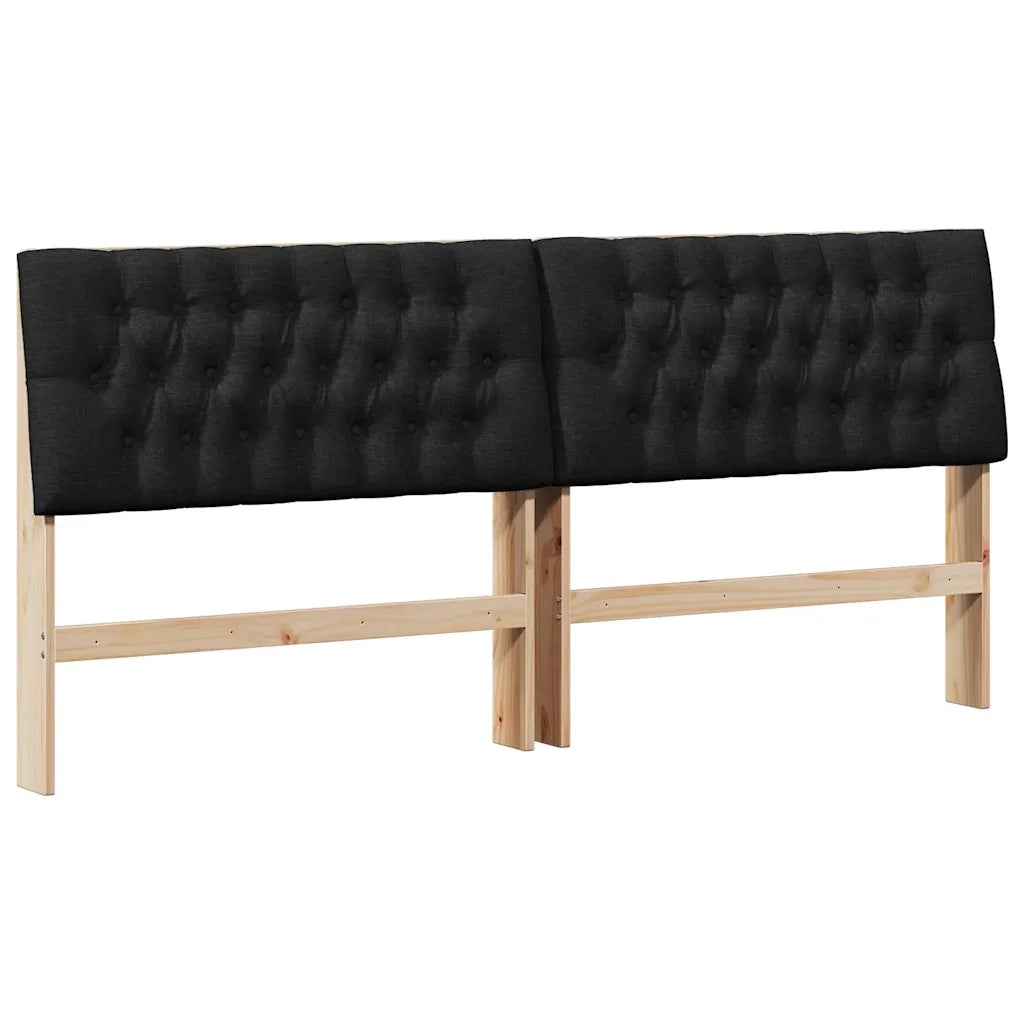 Testiera imbottita Nero 200 cm Pino massello 879321