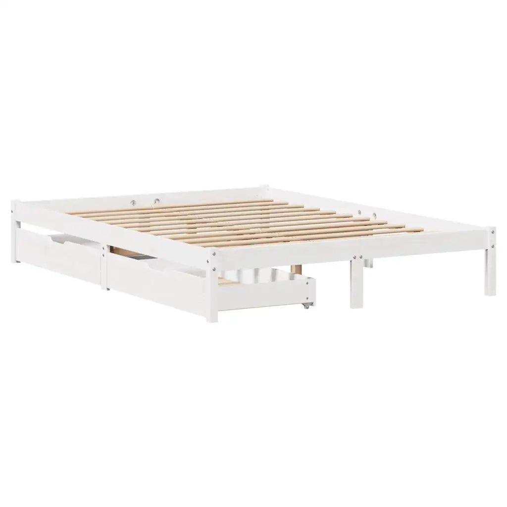 Letto senza Materasso Bianco 135x190 cm Legno Massello di Pino
