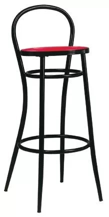 Sgabello acciaio nero con ecopelle rossa 41x44x97 - Mobili 2G