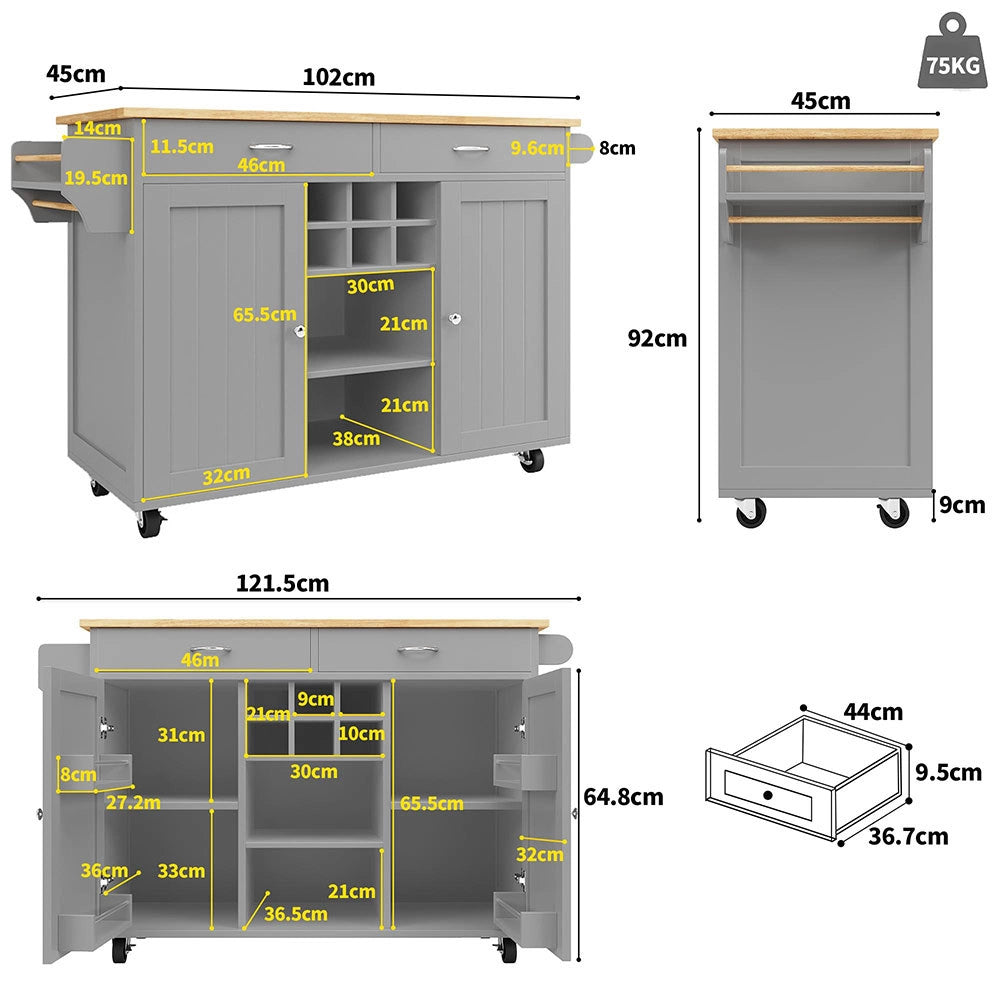 Isola cucina - Xylo - 102x45x92cm venatura legno grigio